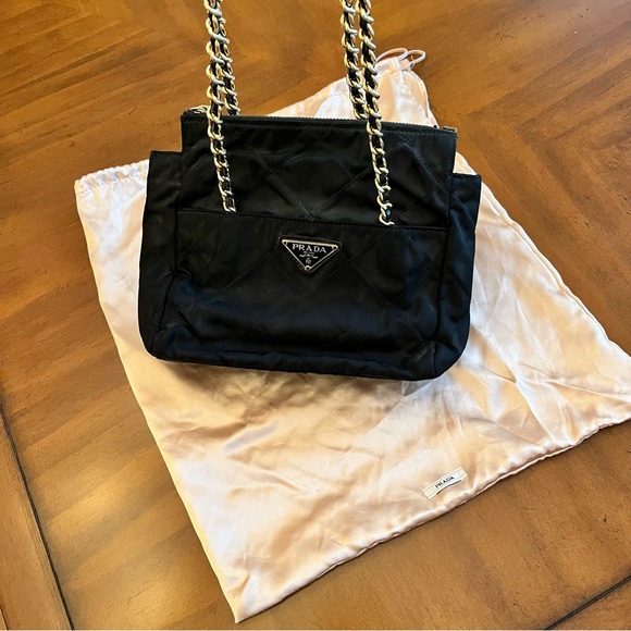 Vintage PRADA Tessuto Nylon Quilted Evening Bag - Black - Picture 3 of 17